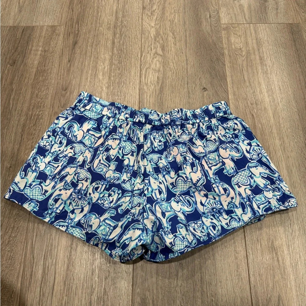🚫sold🚫Lilly Pulitzer Run Around Luxletic Short Bomber Blue Get Trunky Elephant… - Picture 4 of 5
